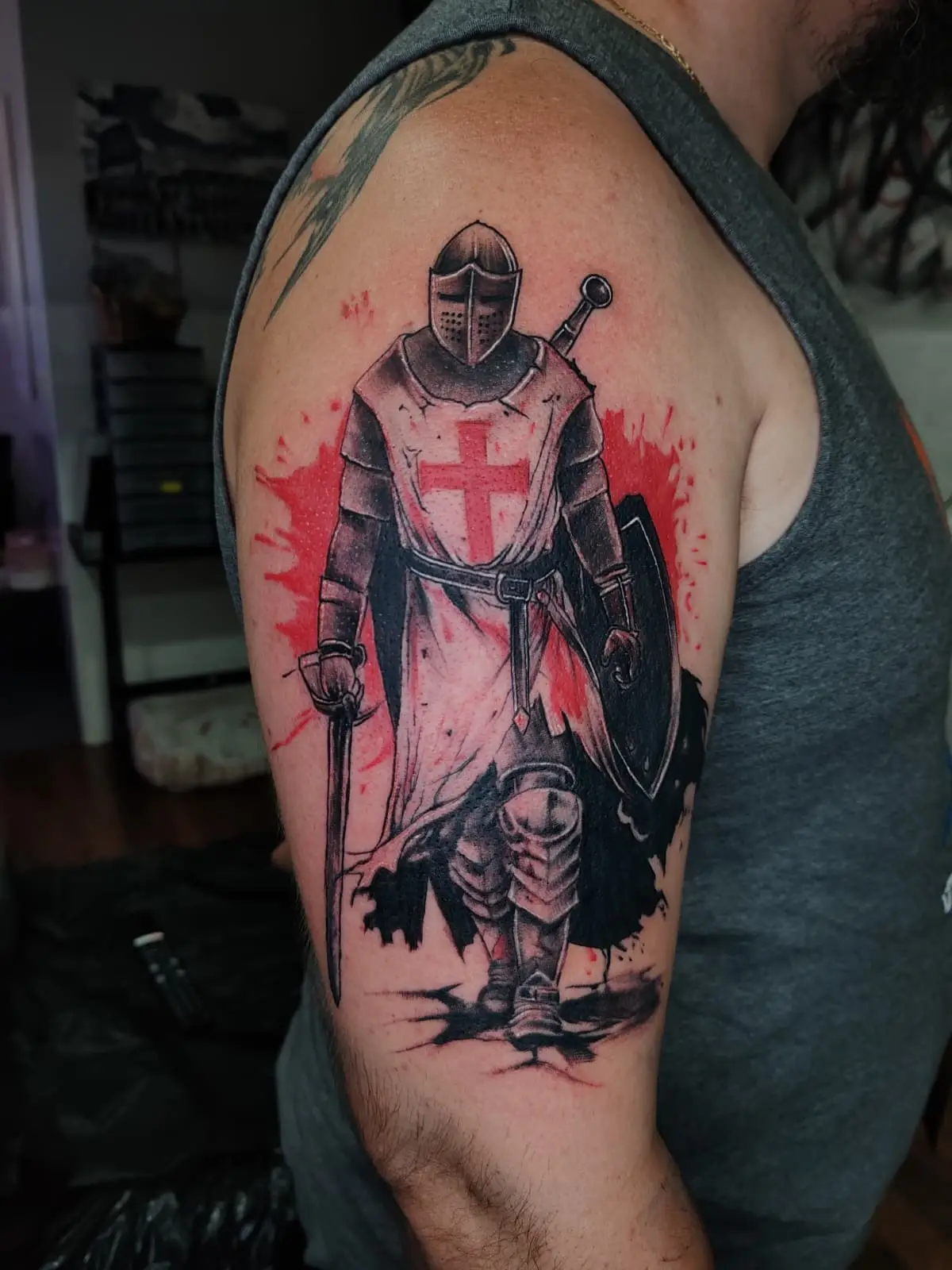 Templářské tetování rytíře